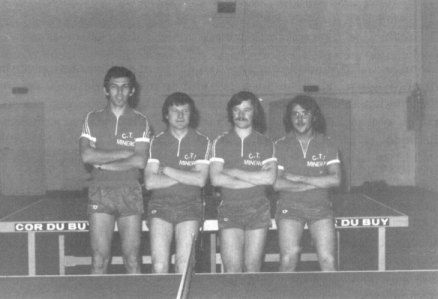 Les quatre premiers joueurs du CTT Minerois en 1977